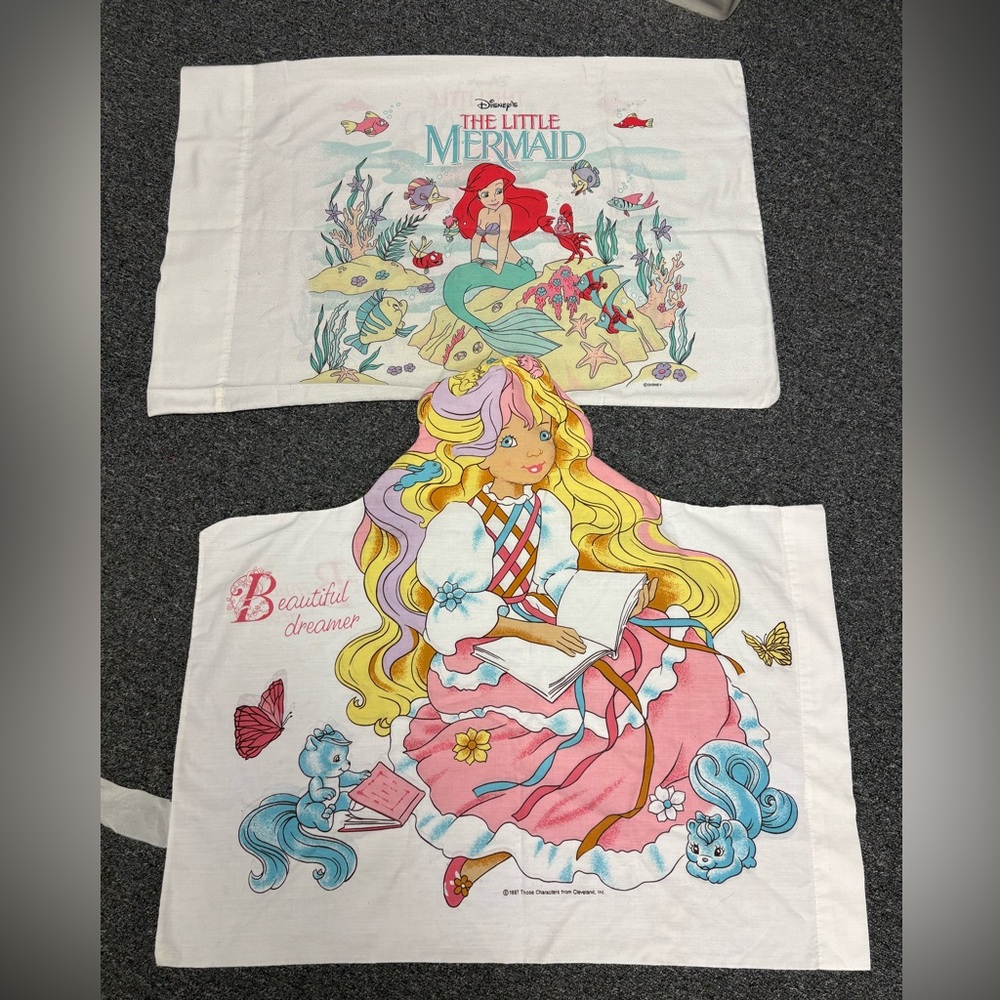 Vintage Little Mermaid & Lady Lovely Locks Beautiful Dreamer Musical Pillow Case
